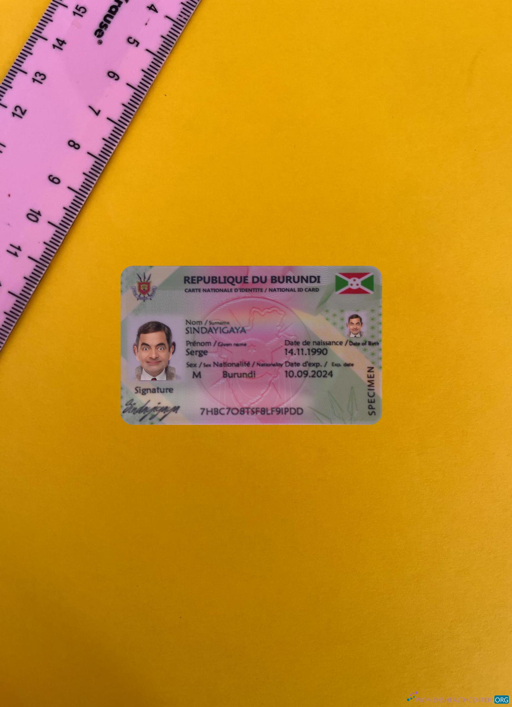 Download Burundi ID card photolook front Photoshop template